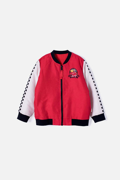  CHAQUETA DE CARS CON CIERRE ROJA Y BLANCA PARA NIÑO 2T A 5T