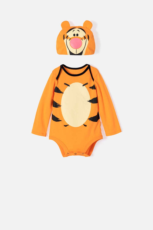 BODY DE WINNIE THE POOH MANGA LARGA NARANJA PARA BEBÉ NIÑO