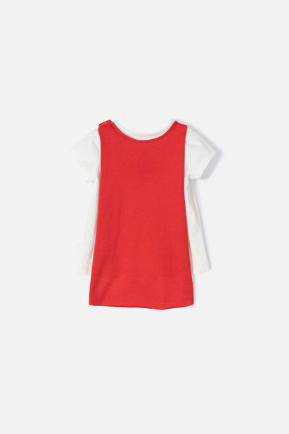 CAMISETA DE LA MUJER MARAVILLA MARFIL MANGA CORTA PARA NIÑA 2T A 5T