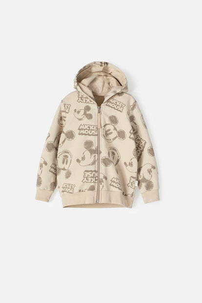  BUZO DE MICKEY MOUSE CON CIERRE BEIGE PARA NIÑA 2T A 5T