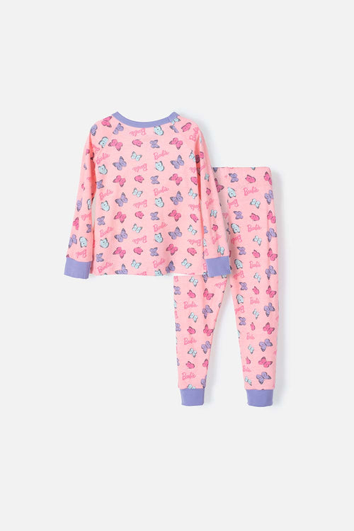 PIJAMA DE BARBIE CON PANTALÓN LARGO ROSADO  PARA NIÑA 2T A 5T