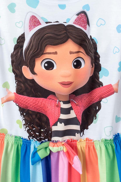 VESTIDO DE GABBY'S DOLLHOUSE MANGA CORTA MULTICOLOR PARA NIÑA 2T A 5T