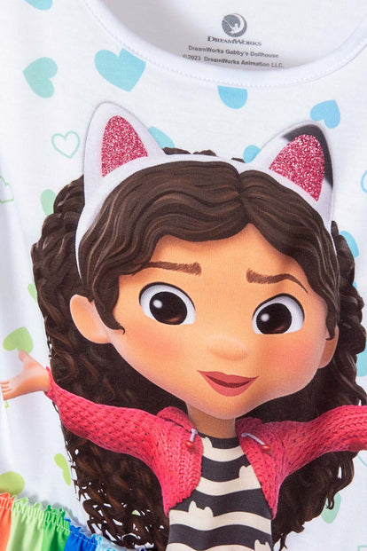 VESTIDO DE GABBY'S DOLLHOUSE MANGA CORTA MULTICOLOR PARA NIÑA 2T A 5T