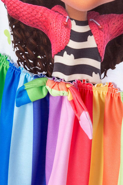 VESTIDO DE GABBY'S DOLLHOUSE MANGA CORTA MULTICOLOR PARA NIÑA 2T A 5T