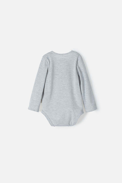 BODY DE JURASSIC WORLD MANGA LARGA  GRIS JASPE PARA BEBÉ NIÑO