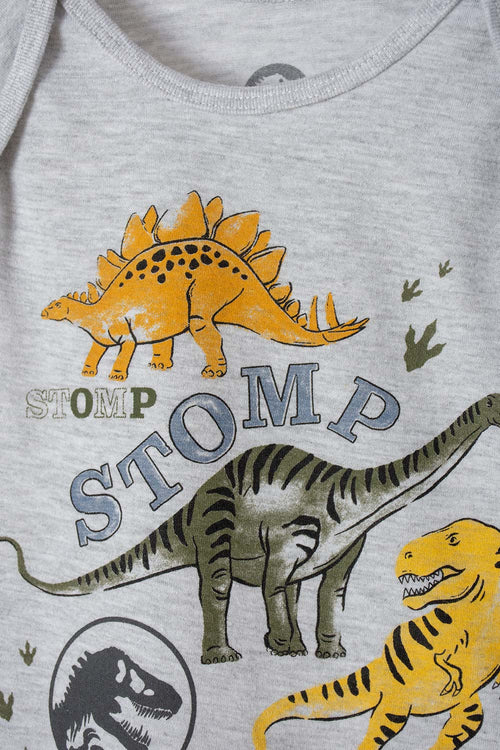 BODY DE JURASSIC WORLD MANGA LARGA  GRIS JASPE PARA BEBÉ NIÑO