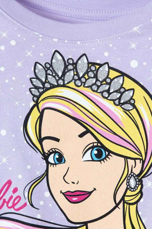 CAMISETA DE BARBIE MANGA LARGA LILA PARA NIÑA 2T A 5T