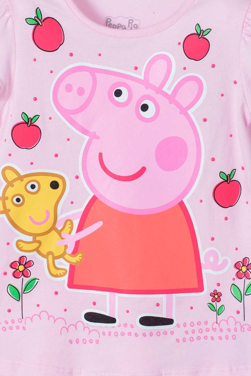 CAMISETA DE PEPPA PIG MANGA CORTA ROSADA PARA NIÑA 2T A 5T