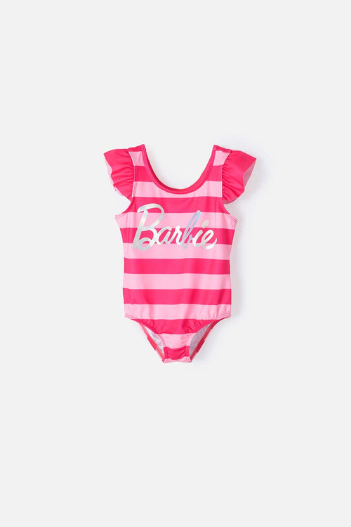 VESTIDO DE BAÑO BARBIE FUCSIA Y ROSADO PARA NIÑA 2T A 5T