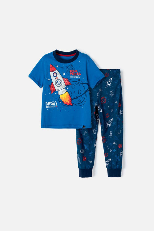 PIJAMA DE LA NASA AZUL DE PANTALÓN LARGO PARA NIÑO 2T A 5T
