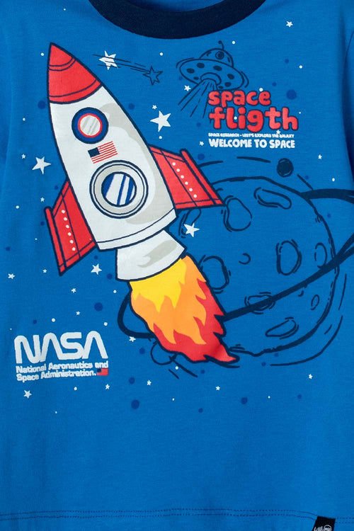 PIJAMA DE LA NASA AZUL DE PANTALÓN LARGO PARA NIÑO 2T A 5T