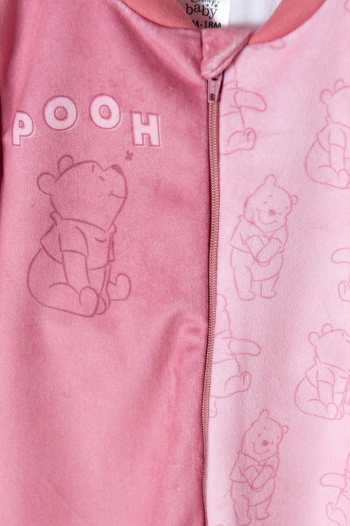 PIJAMA ENTERIZO DE WINNIE THE POOH ROSADA PARA BEBE NIÑA