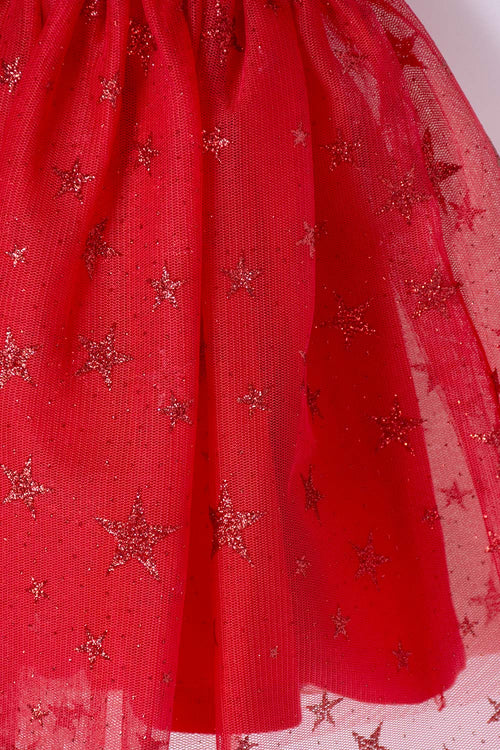 Card slide image -  VESTIDO DE MINNIE MOUSE ROJO ESTAMPADO EN FRENTE PARA BEBÉ NIÑA
