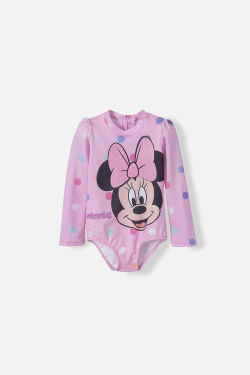 VESTIDO BAÑO MINNIE MOUSE ROSADO PARA NIÑA 2T A 5T