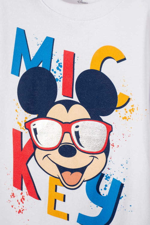 CAMISETA DE MICKEY MOUSE BLANCA MANGA CORTA PARA NIÑO 2T A 5T