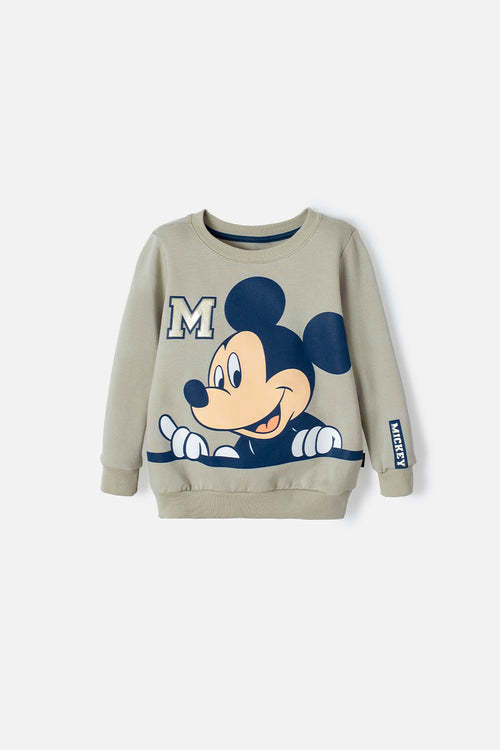 BUZO DE MICKEY MOUSE CERRADO VERDE OLIVA PARA NIÑO 2T A 5T