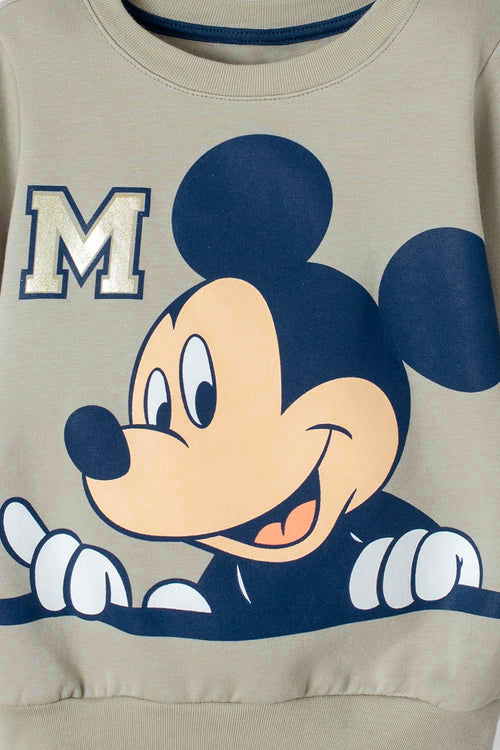 BUZO DE MICKEY MOUSE CERRADO VERDE OLIVA PARA NIÑO 2T A 5T