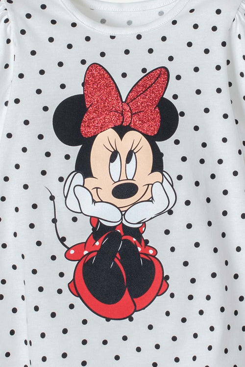 Card slide image -  CAMISETA MINNIE MOUSE MARFIL MANGA LARGA PARA NIÑA 2T A 5T