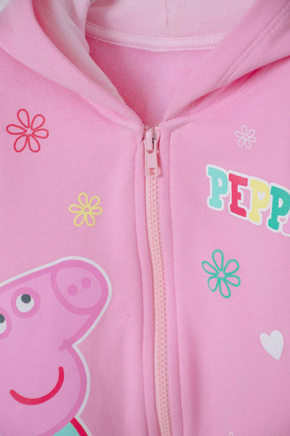 BUZO DE PEPPA PIG ROSADO ABIERTO CON CAPUCHA PARA NIÑA 2T A 5T