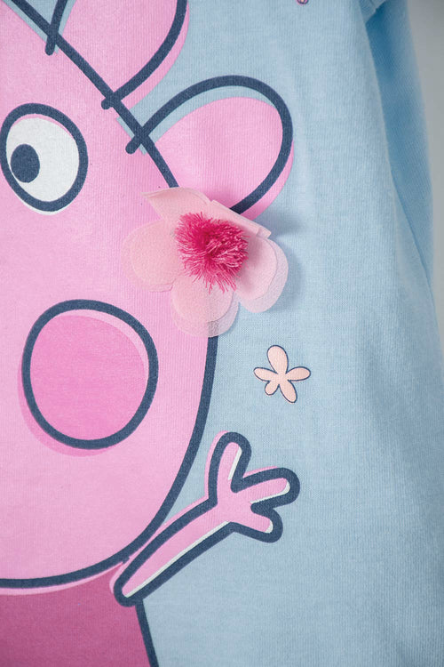 CAMISETA DE PEPPA PIG  MANGA CORTA AZUL CLARA PARA NIÑA 2T A 5T