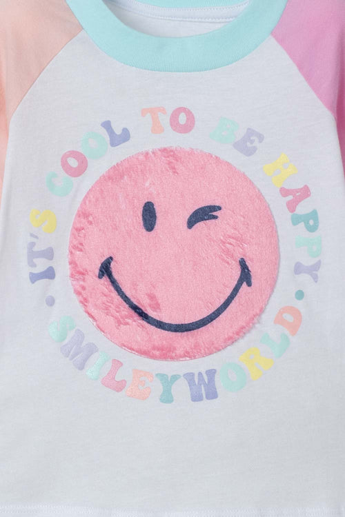 PIJAMA DE SMILEY MULTICOLOR DE MANGA LARGA PARA NIÑA 2T A 5T