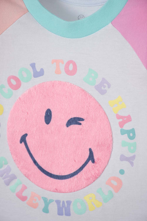 PIJAMA DE SMILEY MULTICOLOR DE MANGA LARGA PARA NIÑA 2T A 5T
