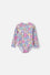 VESTIDO DE BAÑO DE SMILEY MULTICOLOR MANGA LARGA PARA NIÑA 2T A 5T