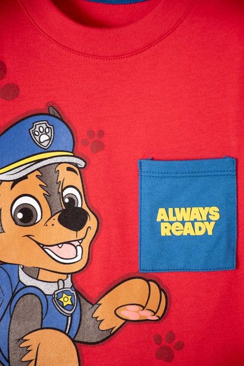 CAMISETA DE PAW PATROL MANGA CORTA ROJO PARA NIÑO 2T A 5T