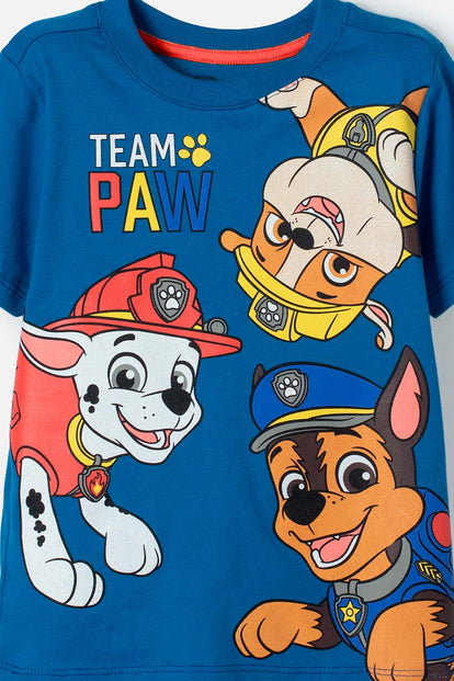 CAMISETA DE PAW PATROL MANGA CORTA AZUL PARA NIÑO 2T A 6T