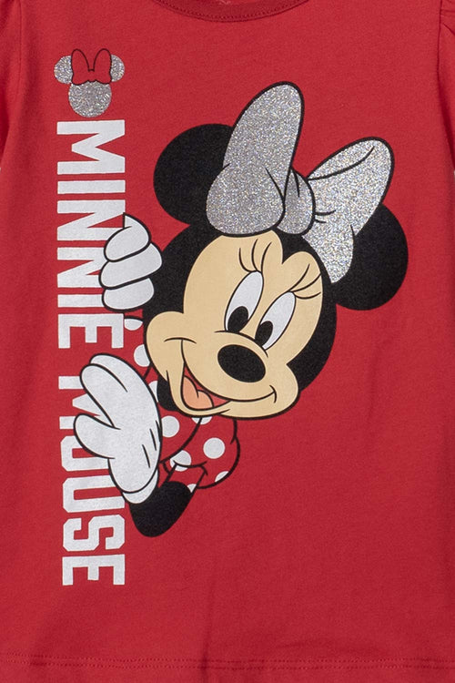 CAMISETA DE MINNIE MOUSE ROJA MANGA CORTA PARA NIÑA 2T A 5T