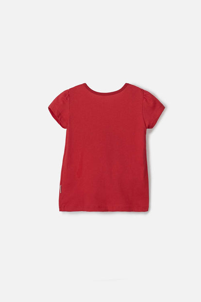 CAMISETA DE MINNIE MOUSE ROJA MANGA CORTA PARA NIÑA 2T A 5T