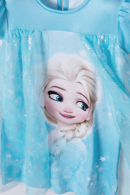 PIJAMA TIPO BATOLA DE FROZEN AZUL PARA NIÑA 2T A 5T