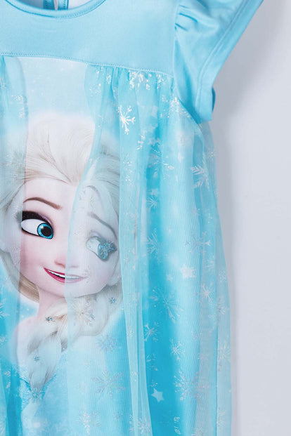 PIJAMA TIPO BATOLA DE FROZEN AZUL PARA NIÑA 2T A 5T