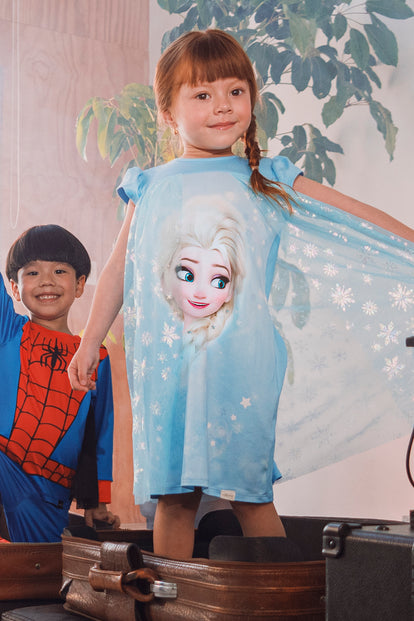 PIJAMA TIPO BATOLA DE FROZEN AZUL PARA NIÑA 2T A 5T