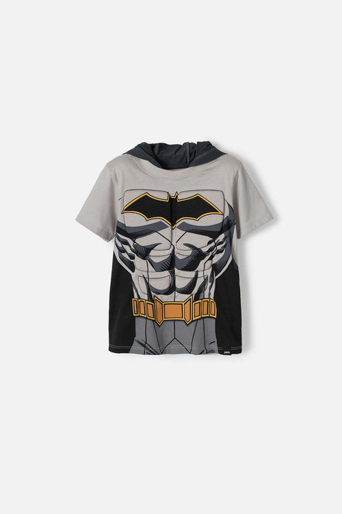 CAMISETA DE BATMAN MANGA CORTA GRIS PARA NIÑO 2T A 5T