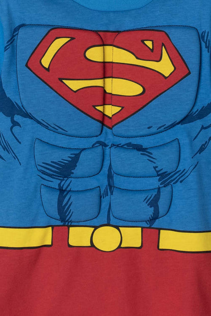  CAMISETA DE SUPERMAN CON CAPA AZUL Y ROJO PARA NIÑO 2T A 5T