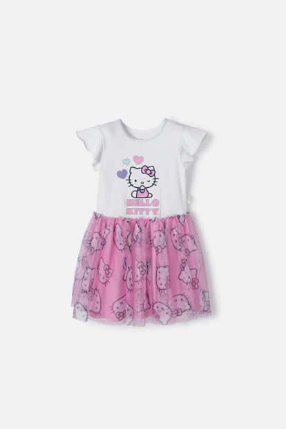 VESTIDO DE HELLO KITTY MULTICOLOR CON TUTÚ PARA NIÑA 2T A 5T