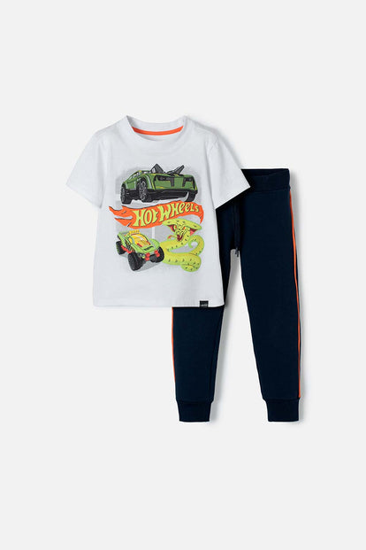 CONJUNTO DE HOT WHEELS MULTICOLOR CON JOGGER PARA NIÑO 2T A 5T