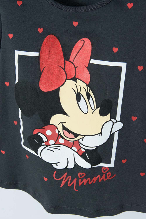 CAMISETA DE MINNIE MOUSE MANGA CORTA GRIS PARA NIÑA 2T A 5T
