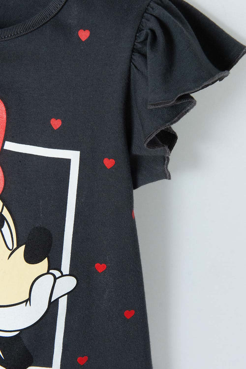 CAMISETA DE MINNIE MOUSE MANGA CORTA GRIS PARA NIÑA 2T A 5T