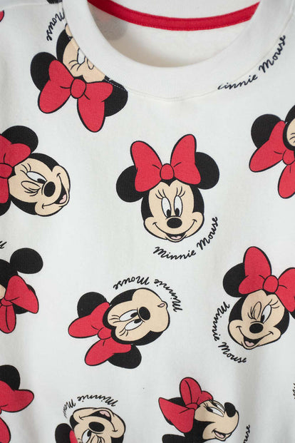  CONJUNTO DE MINNIE MOUSE CON CORDÓN MARFIL PARA NIÑA 2T A 5T