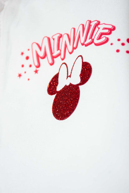 CHAQUETA DE MINNIE MOUSE CON CIERRE MARFIL Y ROJO PARA NIÑA 2T A 5T