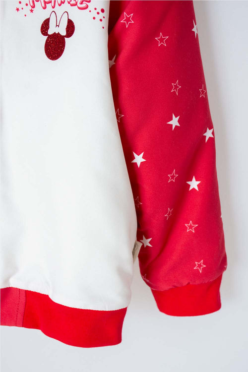 Card slide image -  CHAQUETA DE MINNIE MOUSE CON CIERRE MARFIL Y ROJO PARA NIÑA 2T A 5T
