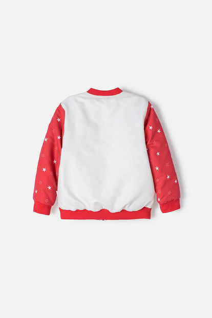 CHAQUETA DE MINNIE MOUSE CON CIERRE MARFIL Y ROJO PARA NIÑA 2T A 5T