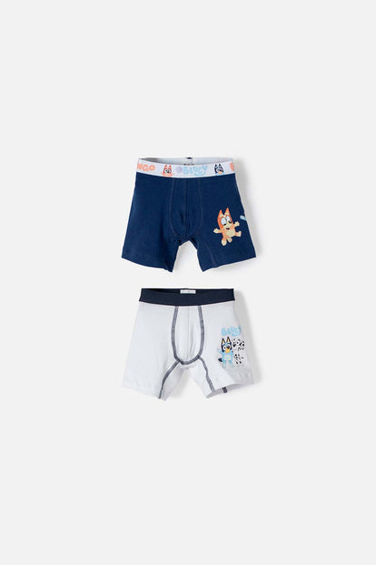PACK X2 BOXER DE BLUEY AZUL Y BLANCO PARA NIÑO 2T A 6T