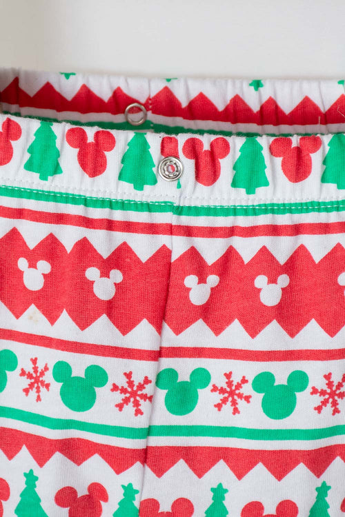 PIJAMA DE MICKEY MOUSE BLANCA, ROJA Y VERDE DE PANTALÓN LARGO PARA BEBÉ UNISEX
