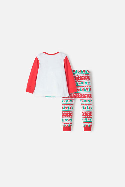 PIJAMA DE MICKEY MOUSE BLANCA, ROJA Y VERDE DE PANTALÓN LARGO PARA BEBÉ UNISEX
