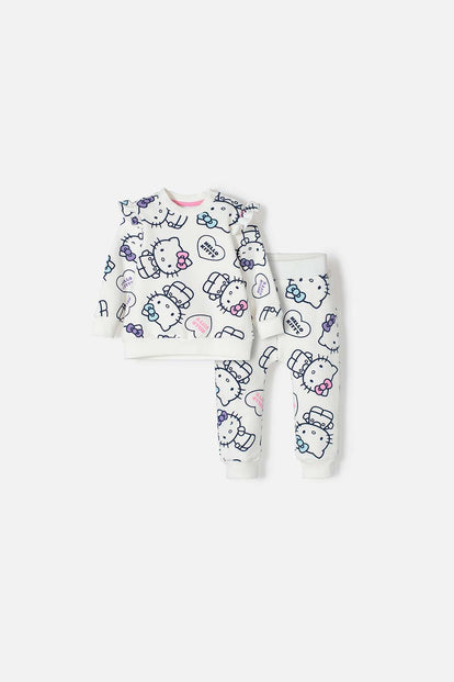 CONJUNTO HELLO KITTY PANTALÓN LARGO MARFIL PARA BEBÉ NIÑA