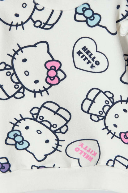 CONJUNTO HELLO KITTY PANTALÓN LARGO MARFIL PARA BEBÉ NIÑA