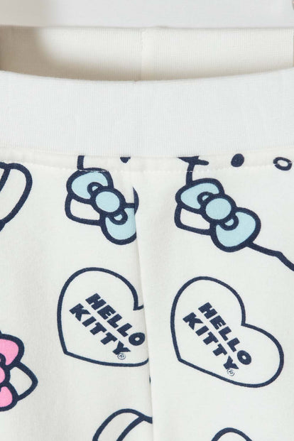 CONJUNTO HELLO KITTY PANTALÓN LARGO MARFIL PARA BEBÉ NIÑA